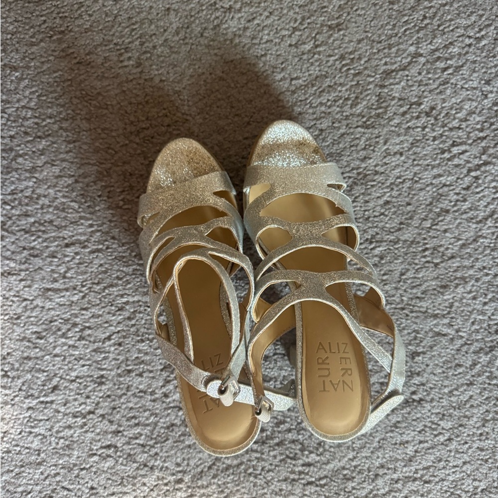 Naturalizer Strappy Glitter Heels Silver